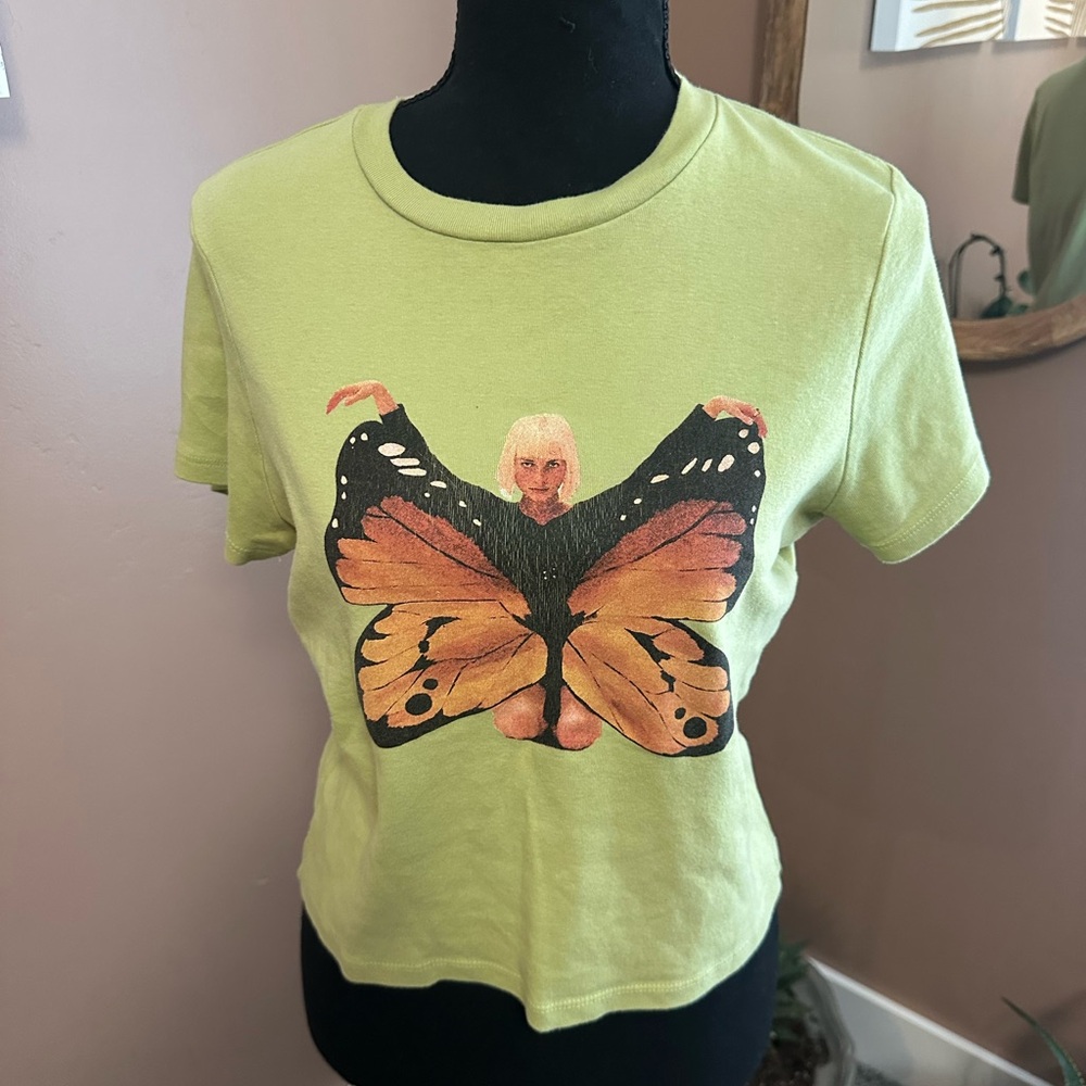 RVCA Butterfly Graphic Lime Green Women's Top